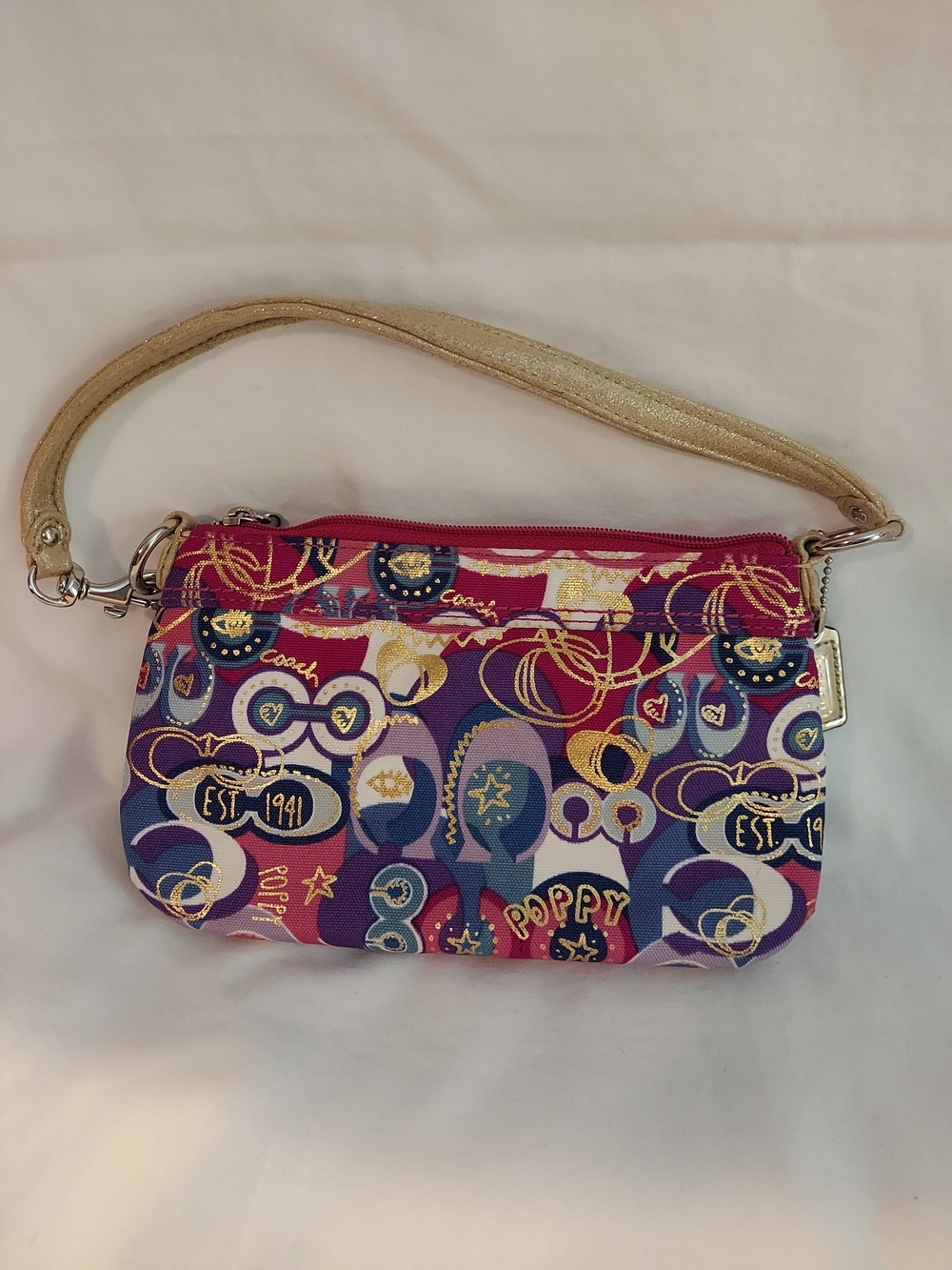 Coach Vintage Poppy Pop C Graffiti Print Convertible Wristlet Mini Bag